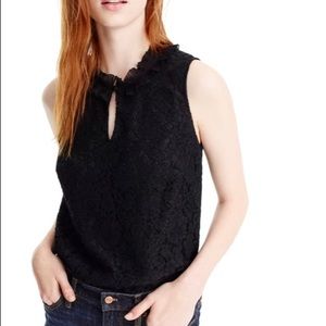 NWT- J.Crew Ruffle Neck Lace Top